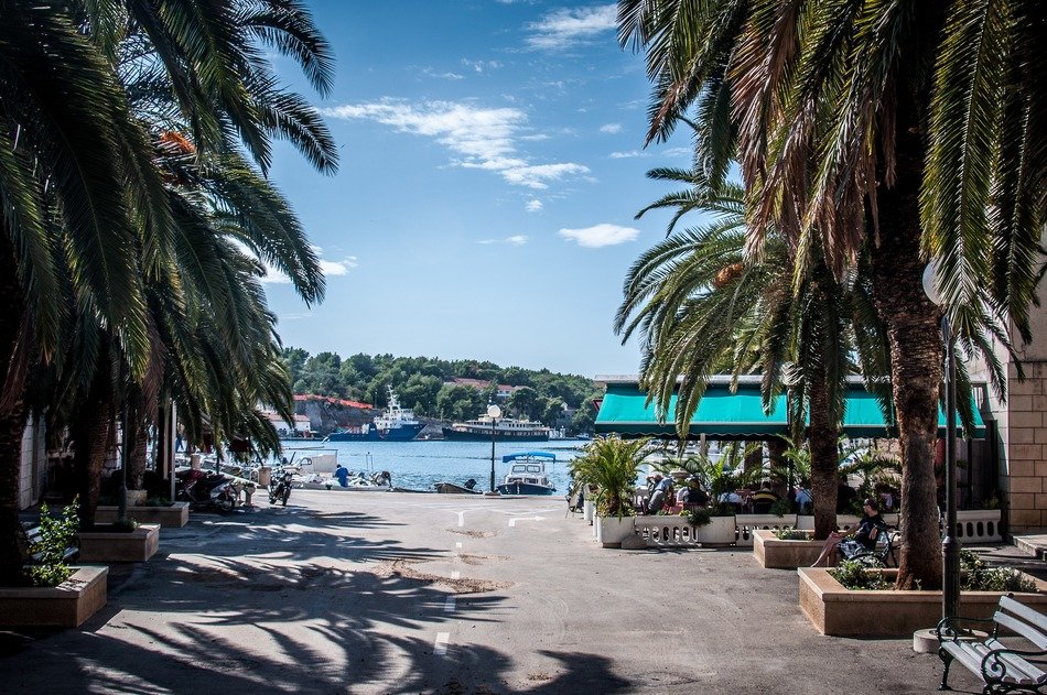 landscape of the port in Croatia at summer