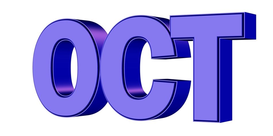 the inscription in blue letters OCT