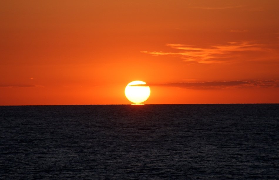 fire sunset on the sea beach