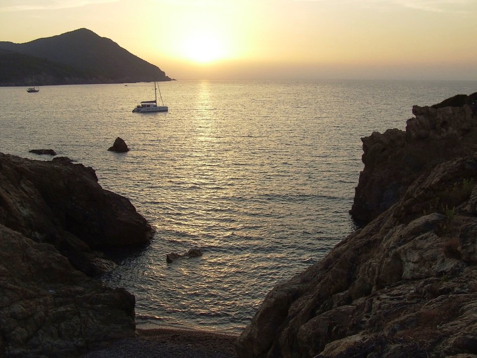 panorama of sunset over the island of corsica