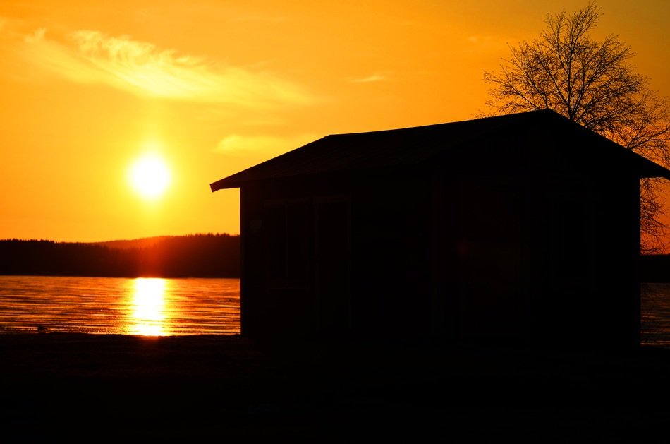 river norrbotten at a sunset