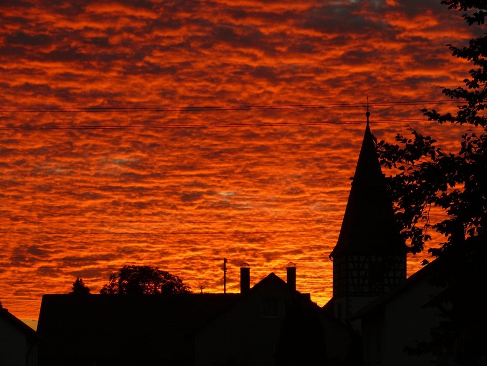 sunset red clouds in the evening