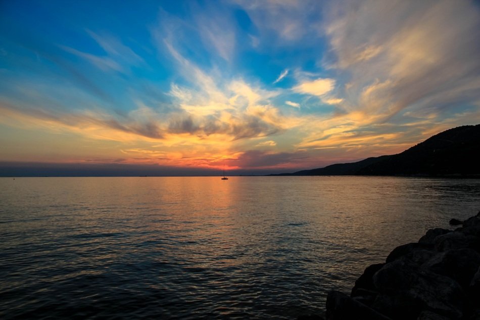 incredibly beautiful sunset on the sea