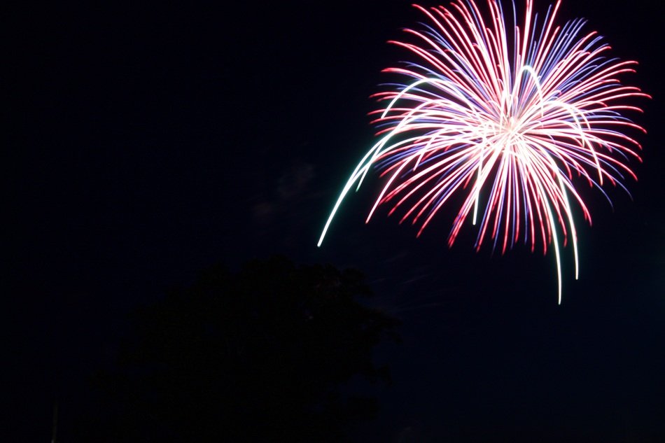 magnificent fireworks in the dark sky independence day