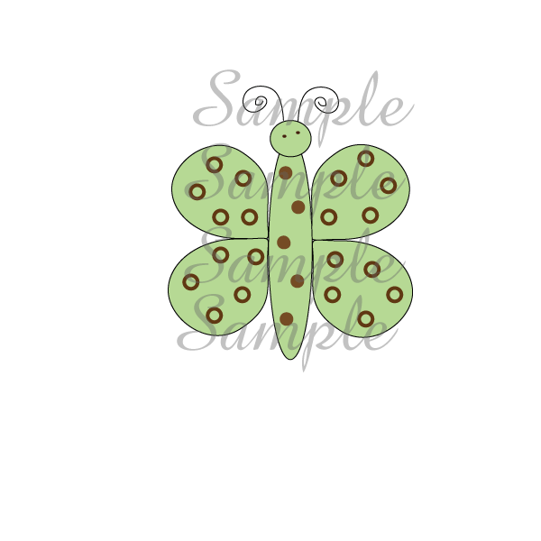 Clip Art Whimsical Light Green Butterfly Graphic free image download