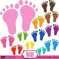 colorful baby footprints