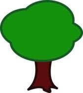 drawing of a tree with a green crown