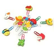 12pcs lot Cute Cartoon Animal Wooden Bookmark Paper Clips School