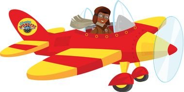 Cartoon colorful vintage Airplane With Pilot