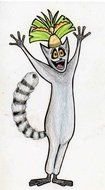 king julian racoon from madagascar, drawing