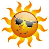 painted orange sun in sunglasses