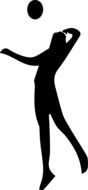 black silhouette of a volleyball player with a ball as a picture for clipart