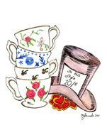 Green tea and colorful cups clipart