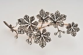 brooch in the shape of a floral branch with diamonds