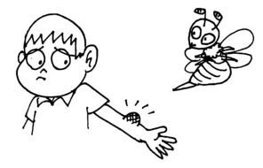 sad boy and bee, Beesting