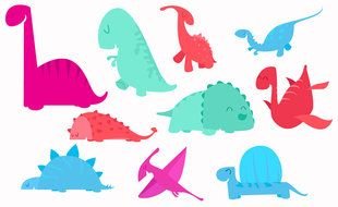 drawn cartoon colorful dinosaurs