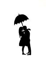 Man And Woman and umbrella Silhouette drawing