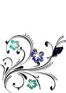 Butterfly with flowers corner drawing