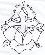 Drawing of the cross and flowers