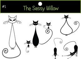 Black and white drawings of cats clipart