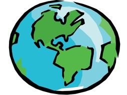 certoon blue and green earth globe
