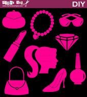 Pink Silhouette Ladies All Dolled Up Glamour Barbie Inspired