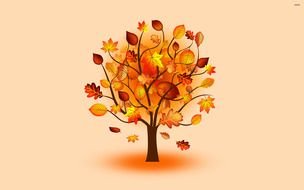 painted lonely autumn tree