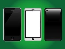 three Apple iPhones as a picture for clipart