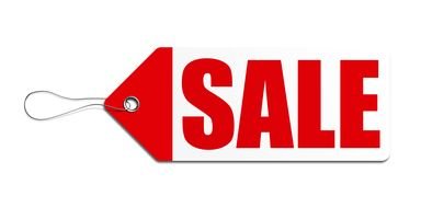 Sale, red and white label