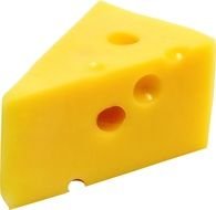triangular piece of cheese on a white background