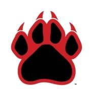 Red Paw Print of predator, drawing, trademark