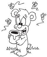 drawn cartoon bear with a pot of honey