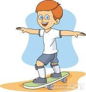 Clipart Boy On Skateboard Arms Stretched Out Wearing Knee