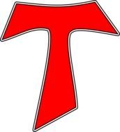 Clip art of red tau cross