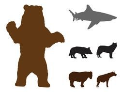 variety of predatory animals as silhouettes