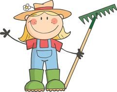 cartoon farmer with rake