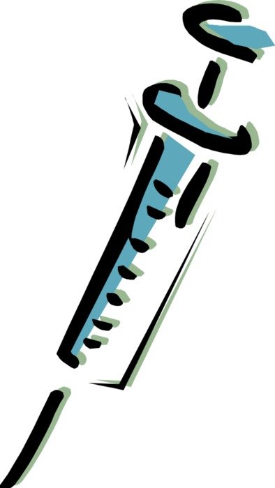 drawing of a syringe on a white background