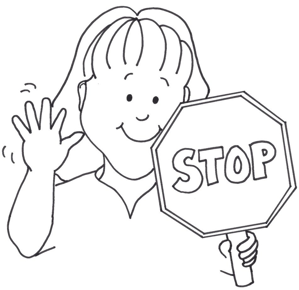girl with stop sign