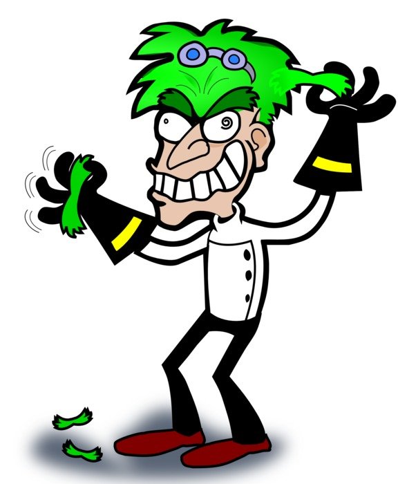 drawing of a scientist with green hair