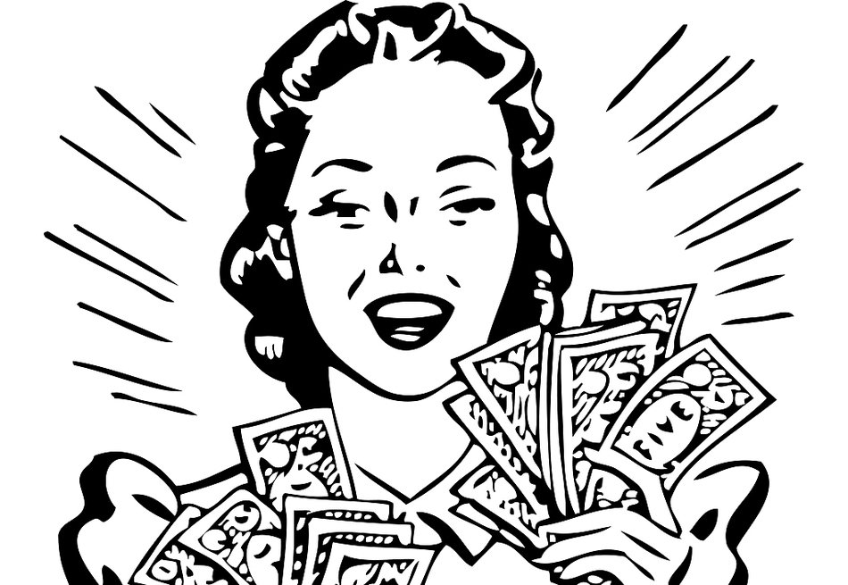 girl with mony drawing