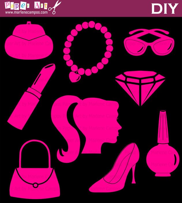 Pink Silhouette Ladies All Dolled Up Glamour Barbie Inspired