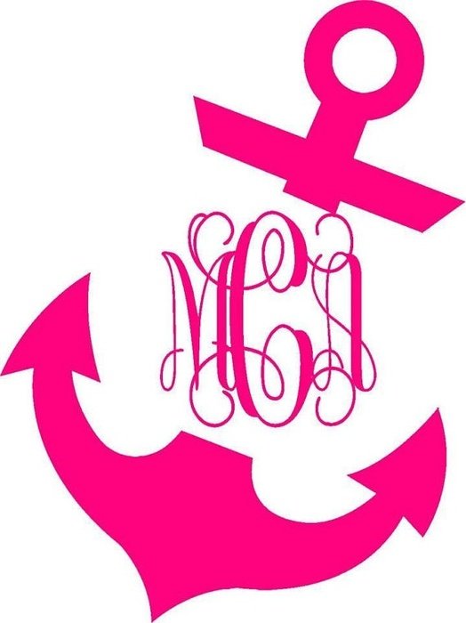 Anchor Monogram Vinyl Decal Slanted