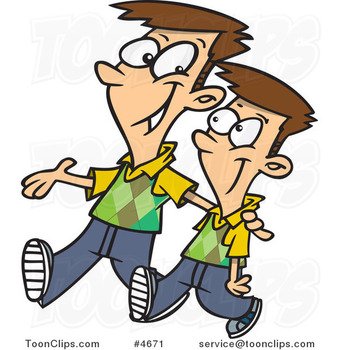 Cartoon Big Brother Walking With His Little 4671 By Ron