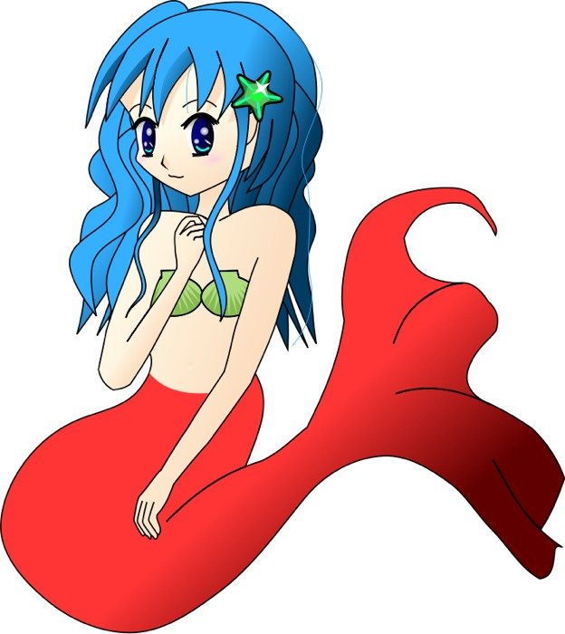 This Beautiful Image Of A Blue Haired Manga Style Mermaid Is