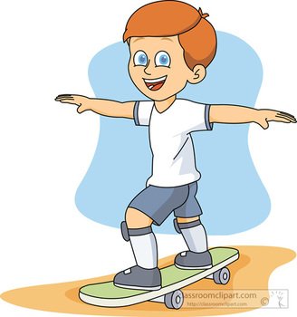Clipart Boy On Skateboard Arms Stretched Out Wearing Knee