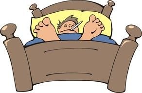sick in bed as a picture for clipart