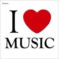 inscription i love music on a white background