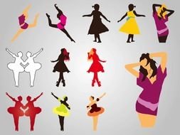 variety of dance silhouettes as a picture for clipart