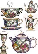 drawing of tea set