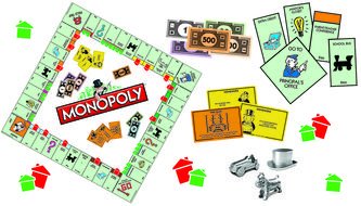 set for Monopoly game, drawing